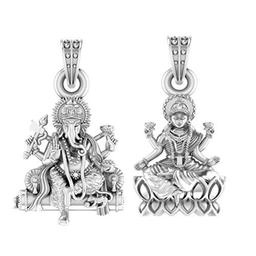Pendentif Ganesh et Laxmi argent sterling 925 pour collier homme et femme