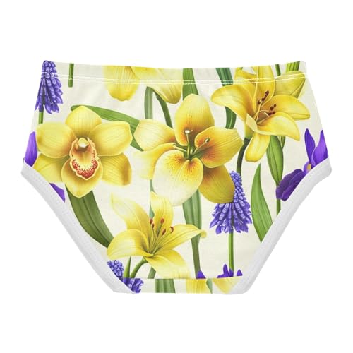 Fun Print Girls Underwear Toddlers 2t Cotton Panties for Girl Yellow Orchids Purple Flower Briefs Kids Undies2