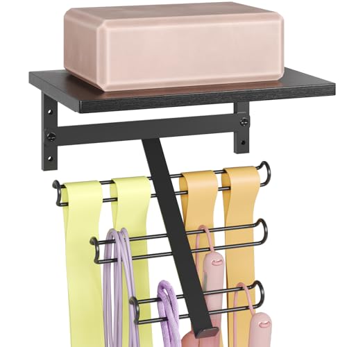 TJ.MOREE Resistance Rack Band Storage Hanger with Shelf Gym Equipment Organizer, Storage Rack for Home Gym,Black