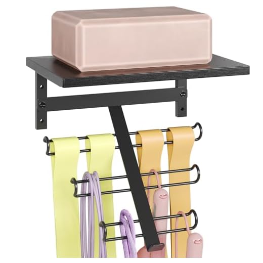 TJ.MOREE Resistance Rack Band Storage Hanger with Shelf Gym Equipment Organizer, Storage Rack for Home Gym,Black