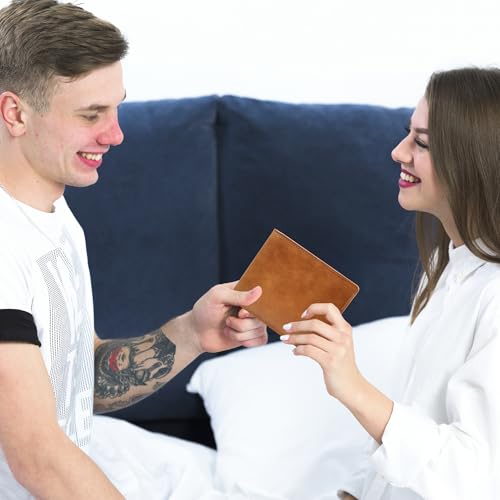 SYNGUCK Men's Leather Wallet – Bifold RFID Blocking, Minimalist Design – Wedding, Christmas,Birthday Gifts for Husband3