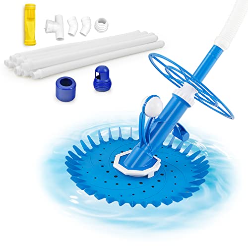 Goplus Upgraded Automatic Pool Cleaner, Vacuum Suction Pool Sweeper with 10 x 3.3 FT Extension Hoses & 36-Fin Disc, Side Climbing Pool Cleaners Cleaning for Above-Ground Inground Pools Floors, Walls