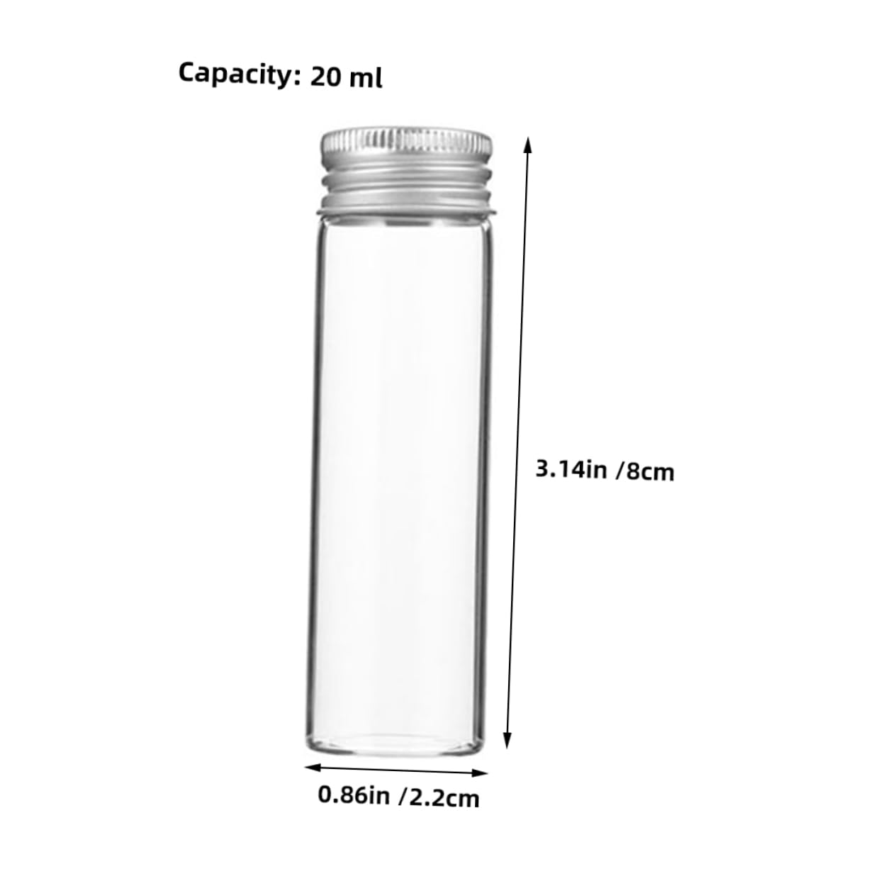 Unomor 10Pcs Transparent Glass Vials with Aluminum Screw Caps Leakproof Mini Bottles for Essential Oils Liquid Storage Travel Sample Containers