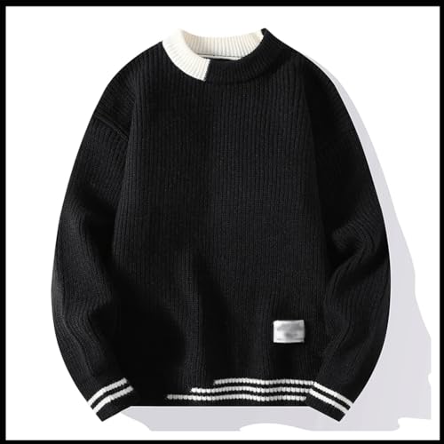 Men's Sweater Solid Color Knitted Sweater with Thickened Velvet and Warm Thread for Men's Pullover(X-Large)2