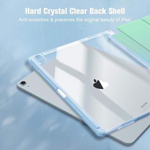 Image of Fintie Hybrid Case for iPad Air 13 inch (M3) 2025 / (M2) 2024 with Pen Holder - Shockproof Protective Case with Transparent Hard Shell Back Cover,Sea Ombre