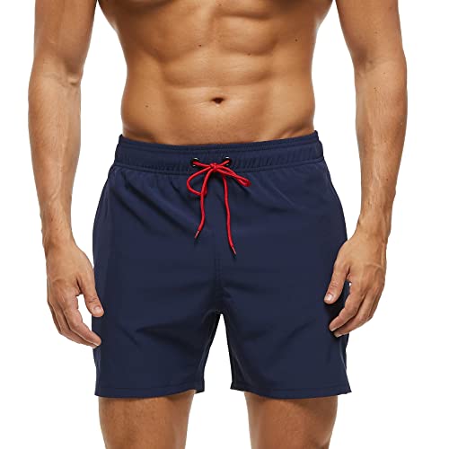 Aisprts Bañador Hombre Bañador Natacion con Bolsillos con Cremallera Pantalones Cortos de Playa Elásticos de Secado Rápido para Hombre con Cordón y Calzoncillos de Malla Interior