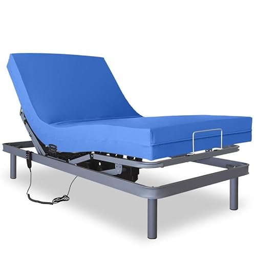 Ventadecolchones - Cama Articulada Reforzada Adaptator + Colchón Viscoelástico 10+5 Impermeable y Mando con Cable Medida 90 x 190 cm