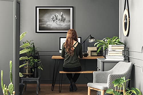 Cadre bois Tulup chevaux blancs 70x50 cm tableau moderne pour mur vide - 2