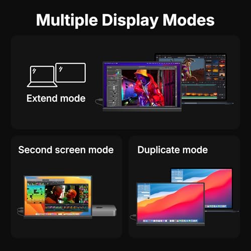 Image of WGK 15.6 inch Portable Monitor 1080P FHD Travel Display HDMI /USB-C Compatible with Laptops, Desktops, Phones, PS, Mac, Xbox, Switch, and Other Gaming Devices Includes Stand and Speakers VESA