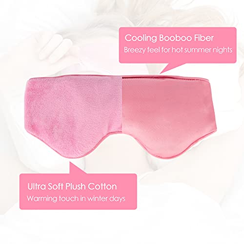 Sivio Weighted Eye Mask For Women & Men, Heatable And Freezable Weighted Eye Pillow With Silica Beads & Adjustable Strap, Soft Breathable Cotton Eye Cover For Sleeping Faster And Better, Pink #TOP4