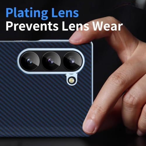 Image of TechTrendz Electroplated Carbonn Fiber Pattern Case for Samsung Galaxy Z Fold 6 Phone with Built-in Tempared Glass Cover with Hinge Protection Compatible with Z Fold 6 5G (Black)