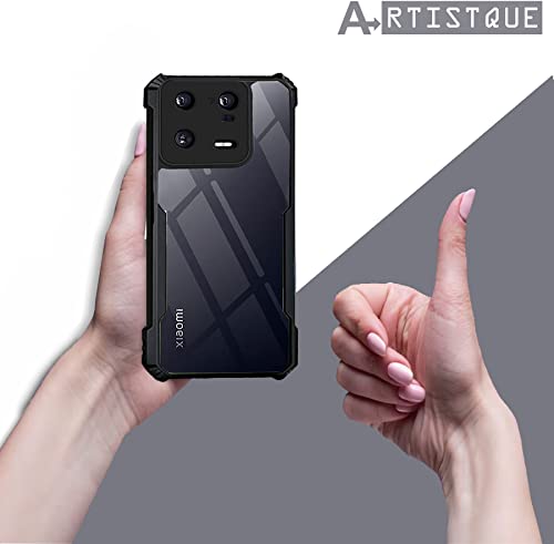 Image of A rtistque Clear Hard Transparent Acrylic Armor Anti-Drop Shockproof TPU Edge Back Cover Case for Xiaomi 13 Pro 5G - Black