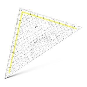 Aristo 1648/2 TZ-Dreieck mit Griff (Hypotenuse 32,5 cm, Tuschenoppen, Facette an Hypotenuse, Plexiglas mit Tiefenprägung, Made in Austria) transparent