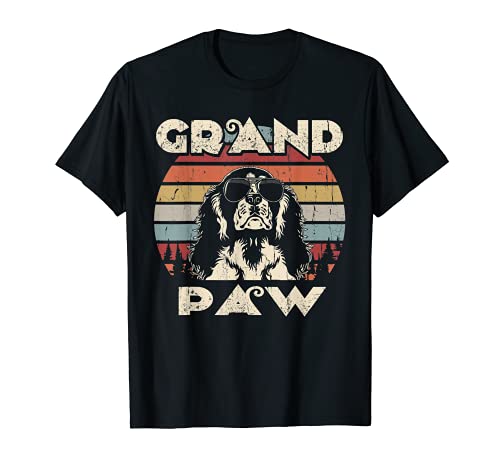 Grand Paw Cavalier dog lovers vintage retro T-Shirt, Black