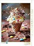 CALVENDO Puzzle Eiscreme mit bunten Schokolinsen und Schokospäne-Topping | 1000 Teile Lege-Größe 64 x 48 cm Foto-Puzzle für glückliche Stunden
