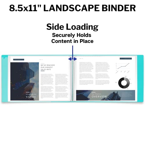 image for Dunwell 8.5x11 Portfolio Binder (Aqua, Horizontal), Plastic Presentati