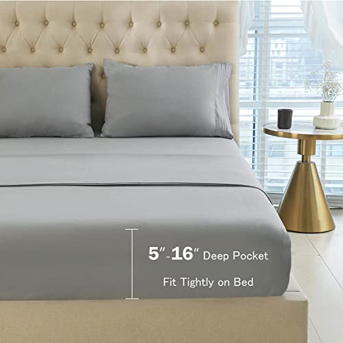 Dstense Twin Size Bed Sheets Set Deep Pocket Soft Microfiber Fabric Bed Sheets Breathable Fade Resistant 3 Piece Grey #TOP1