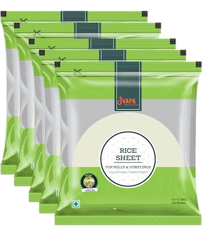 Image of Jvapa Rice Paper Sheet - 400Gms (Gỏi cuốn) | Round | 22 cm | Gluten-Free | Perfect for Salad roll, Summer roll, Fresh spring roll (Pack of 5))