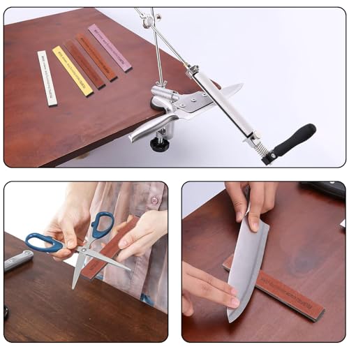 Schleifstein Set 6 Stück Abziehsteine Schleifstein Messer mit Rutschfestem Gummifuß Professionell Messerschärfer Körnung 120/240/600/1000/2000/3000