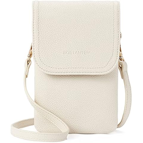 BOSTANTEN Vegan Leather Small Crossbody Bags for Women Designer Cell Phone Bag Wallet Purses Adjustable Strap White Cover