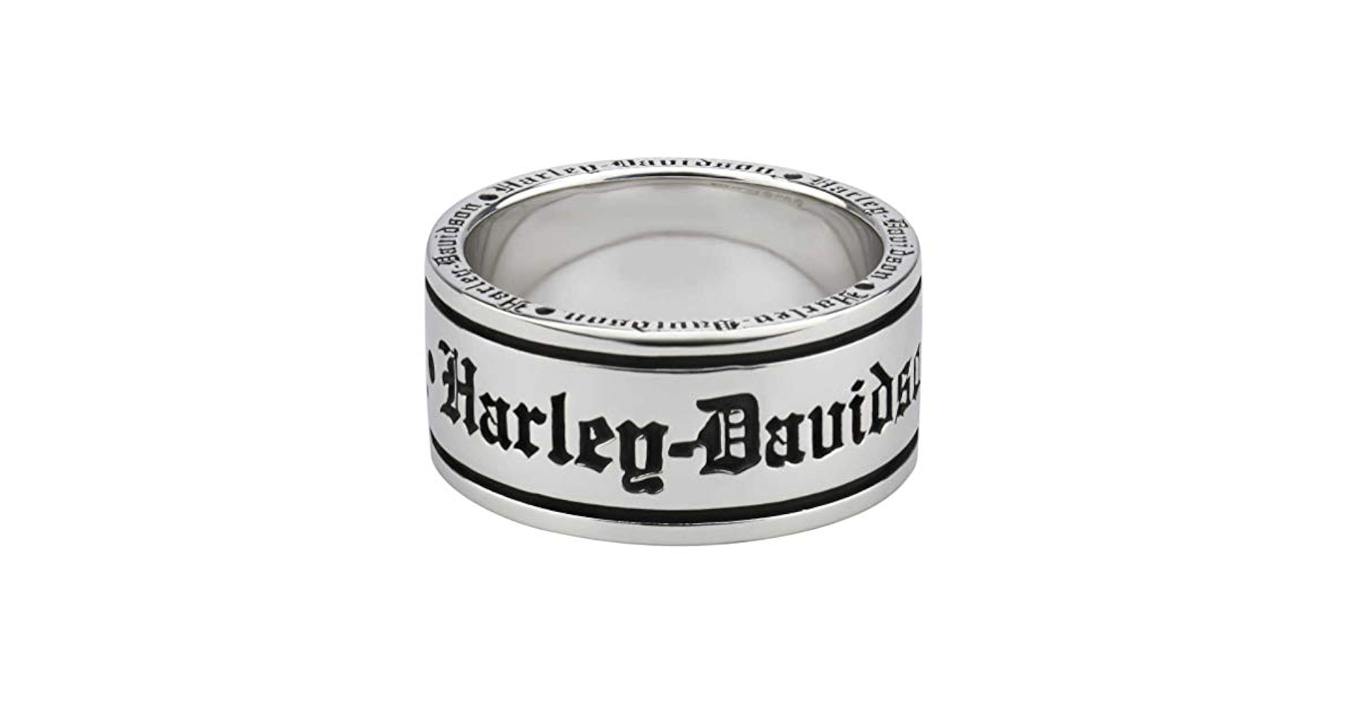 Harley-Davidson Men's Old English Script Band Ring, Sterling