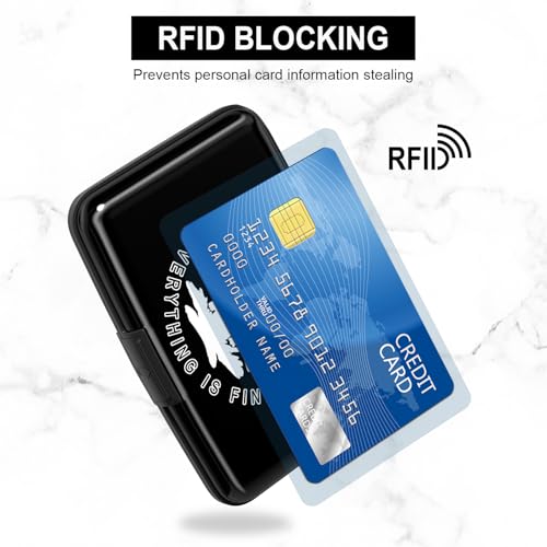 Image of Card Holder Credit Cards Holder for Women RFID wallet women Business Card Holder Wallet Mini Aluminum Card Wallet RFID Blocking Slim Metal Hard Card for Women, White Cat