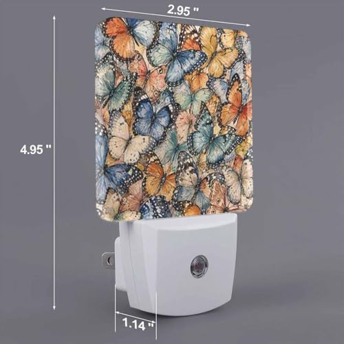 Image of LED Night Light,Butterfly Wings LED Night Light Plug into Wall with Dusk to Dawn Light Sensor White Energy Efficient Nightlight for Bedroom Bathroom Hallway Living Room Kitchen