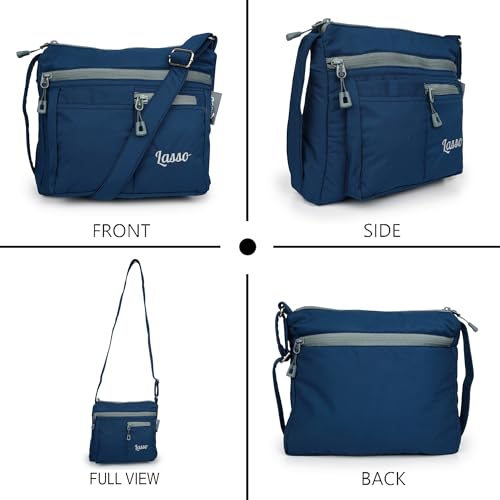 Image of Lasso Sling Bag For Women with Adjustable Strap Stylish Ladies Crossbody Polyester Sling Bag for Office, Causal, Travel & College | 5L Capacity & 5 Multiple Pockets (4 Zip & 1 Open Pocket)