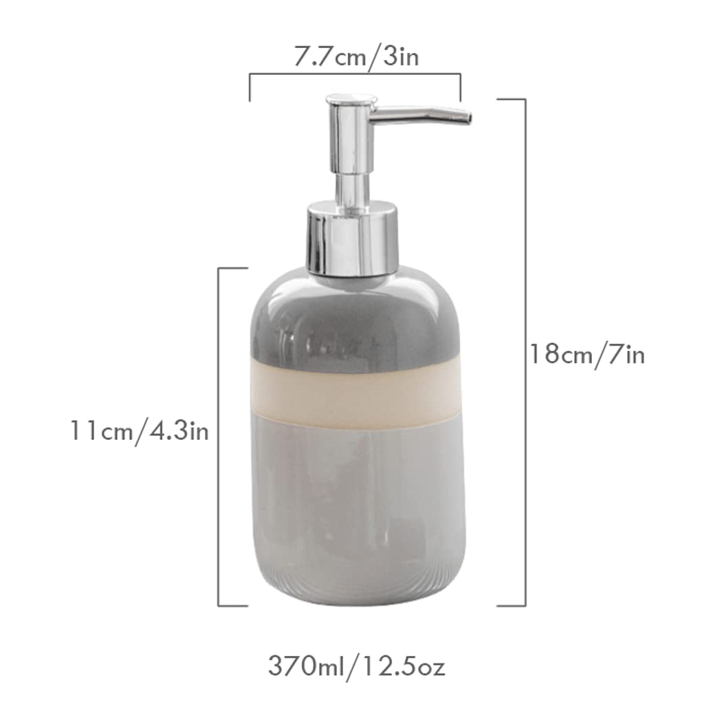 Dispenser di Sapone in Ceramica - Processo di Giunzione Smaltata Stile Nordico Dispenser di Sapone Liquido per Le Mani Ricaricabile per Bagno e Cucina Flacone c