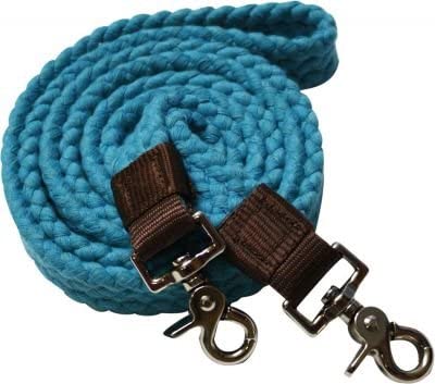 Showman 7' 1/2" Long Cotton Roping Reins w/Scissor Snap Ends (Teal)