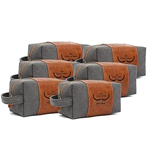 Set of 6 – Groomsmen Gifts for Wedding, Custom Men Toiletry Bags Engraved Cosmetic Organizer Unique Personalized…