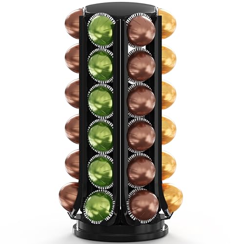 Image of Deco Brothers VertuoLine Pod Holder, 360 Turntable Rotating Pod Carousel | Holds up to 36 Nespresso Vertuo Capsules, Easy Access Design, Black