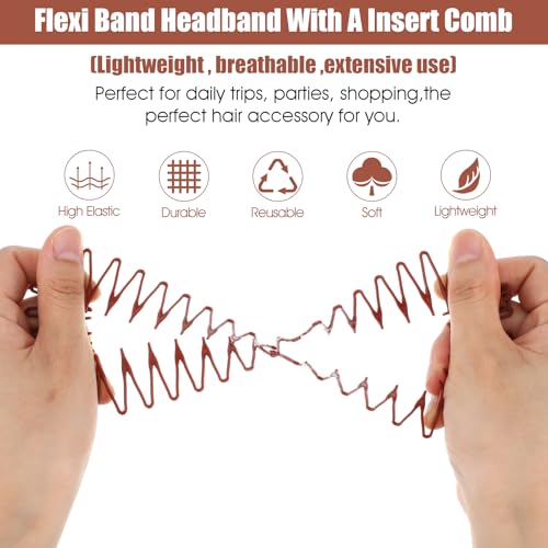 4 Stück Voll Kreisförmig Stretch Kamm Flexibler Kunststoff Stretch Haarkamm Circle Dehnbarer Kamm Stirnband Haarbandhalter Elastische Kamms Stretchkamm für Mädchen Frauen-Schwarz/Braun