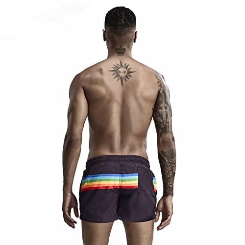 Men's Pride Rainbow Stripe Swim Trunks Quick Dry Beach Shorts with Pockets2