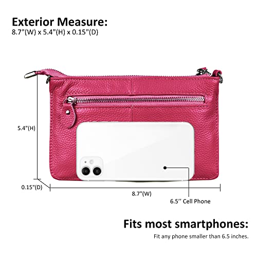 Image of befen Genuine Leather Wristlet Clutch Wallet Purses Small Crossbody Bags for Women with RFID Blocking Card Slots