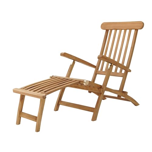 AXI Costa Bain De Soleil en Bois Teck | Transat Jardin Ajustable en 4 Positions | Chaise Longue pour L'Extérieur/Le Jardin