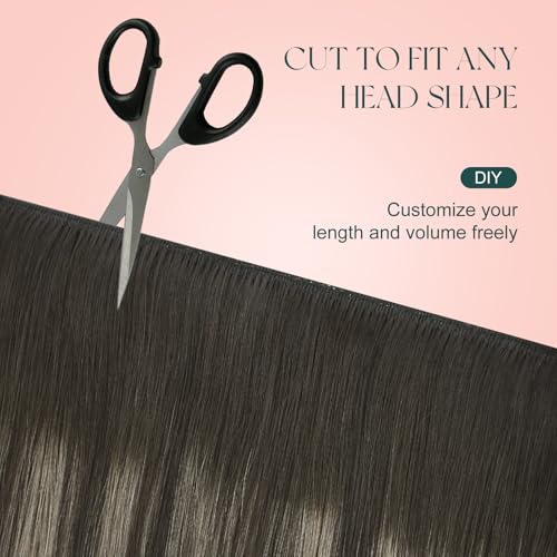 Image of Easyouth Hair Extensions Sew in Balayage Straight Extensions Sew in Hair Balayage Darkest Brown Mixed with Light Brown Human Hair for All Day Wear 18 Inch 100G
