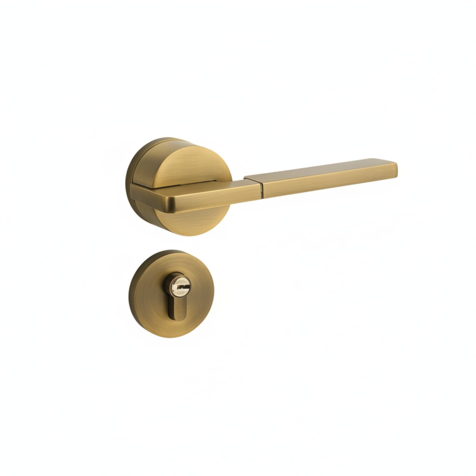 Manija de de Puerta Picaporte Pestillo Juego Completo para Puertas de Madera Palanca Larga y Embellecedor Redondo Estilo, Array, Oro Antiguo, T19 Oro Antiguo