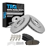 TRQ Front Ceramic Brake Pad and Rotor Set Coated Compatible with 2016-2021 Jeep Cherokee with 330 mm Diameter Front Rotors with Dual Piston Calipers