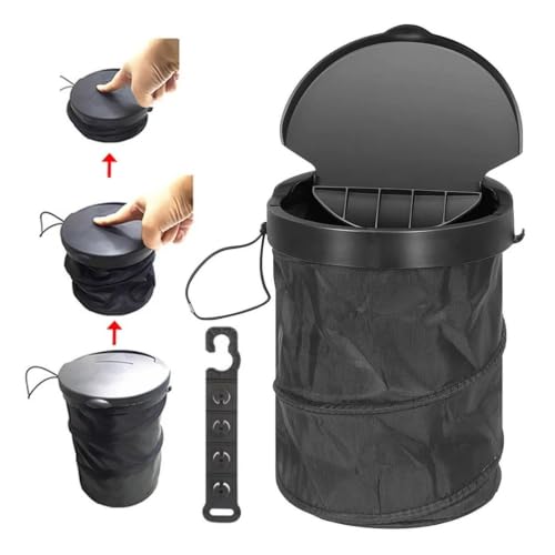 Basurero para coche plegable e impermeable con tapa negra 6