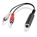 Produktbild BestPlug 20cm Y Aux in Out RCA L-R Audio Kabel Adapter Verteiler Splitter Weiche, 1 6,3mm Stereo Klinke Buchse Kupplung weiblich auf 2 Cinch Stecker männlich, Schwarz