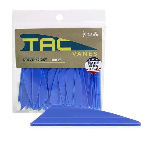 TAC Vanes Driver Hybrid Vanes, Archery & Bow Hunting, 100 Pack, 2.25" Blue