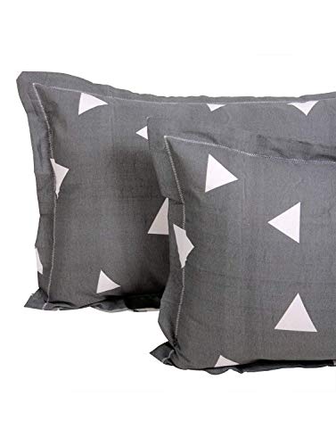 Image of Story@Home 120 TC 1 Bedsheet for Double Bed Cotton with 2 Pillow Covers, Geometric Pattern, Grey