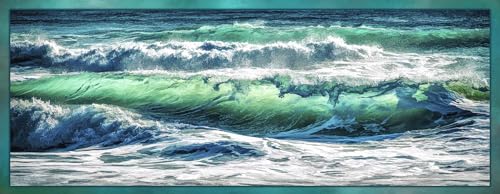 Pacific Surf Fabric Panel, OCE-051, Panel Size is 36” X 14”, Quality Quilting Cotton