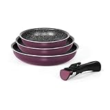 Arthur Martin AM130P Jeu DE 3 POELES Prune, Aluminium, 28 cm