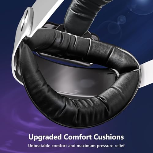 Saqico 20000mAh Dual Magnetic Battery Head Strap Compatible with Meta Oculus Quest 2/3/3S, Cool RGB Battery Pack & Easy to Replace Extend VR Playtime-Premium Comfort & Adjustable, Reduce Facial Stress — view 3