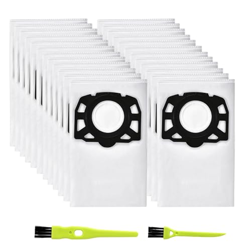 13 bolsas de aspiradora para Karcher WD4 WD5 WD6 WD5P WD6P Premium MV4 MV5 MV6 Bolsa de KFI 487, compatible con Kärcher Aspiradoras multifuncionales (13 bolsas de aspirador+1 par de pinceles)