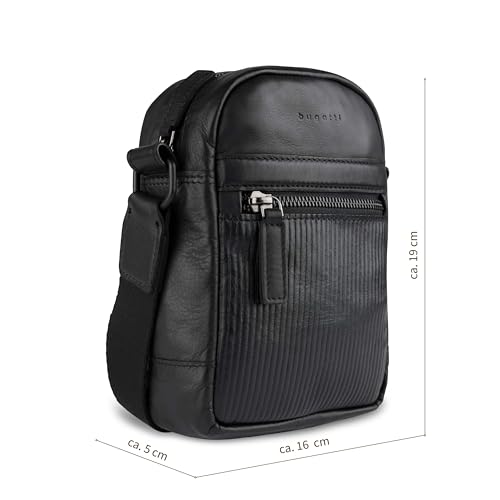 bugatti Joel sac bandoulière S en cuir plissé noir élégant