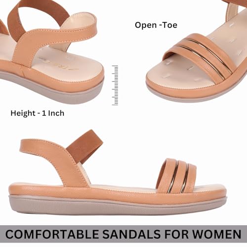 Image of TRASE Ankle Strap Flat Sandals For Woman | Stylish And Comfortable Casual Sandal | Women's Footwear | Flats For Women Daily Use | Soft Sandals For Women