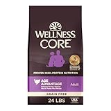 Wellness CORE Senior Dry Dog Food, Grain-Free, High Protein, Natural, Age Advantage Turkey & Chicken Recipe, (24-Pound Bag)